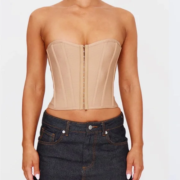 Pretty Lutle Thing STONE BANDAGE HOOK AND EYE STRUCTURED CORSET Size 8 - Picture 3 of 14